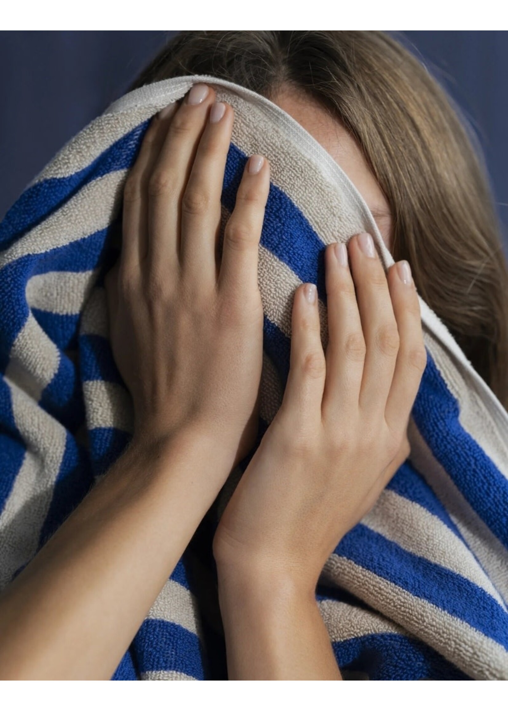 Blomus Arto Bath Towel - Thick Stripe - Moonbeam/Mazarine Blue