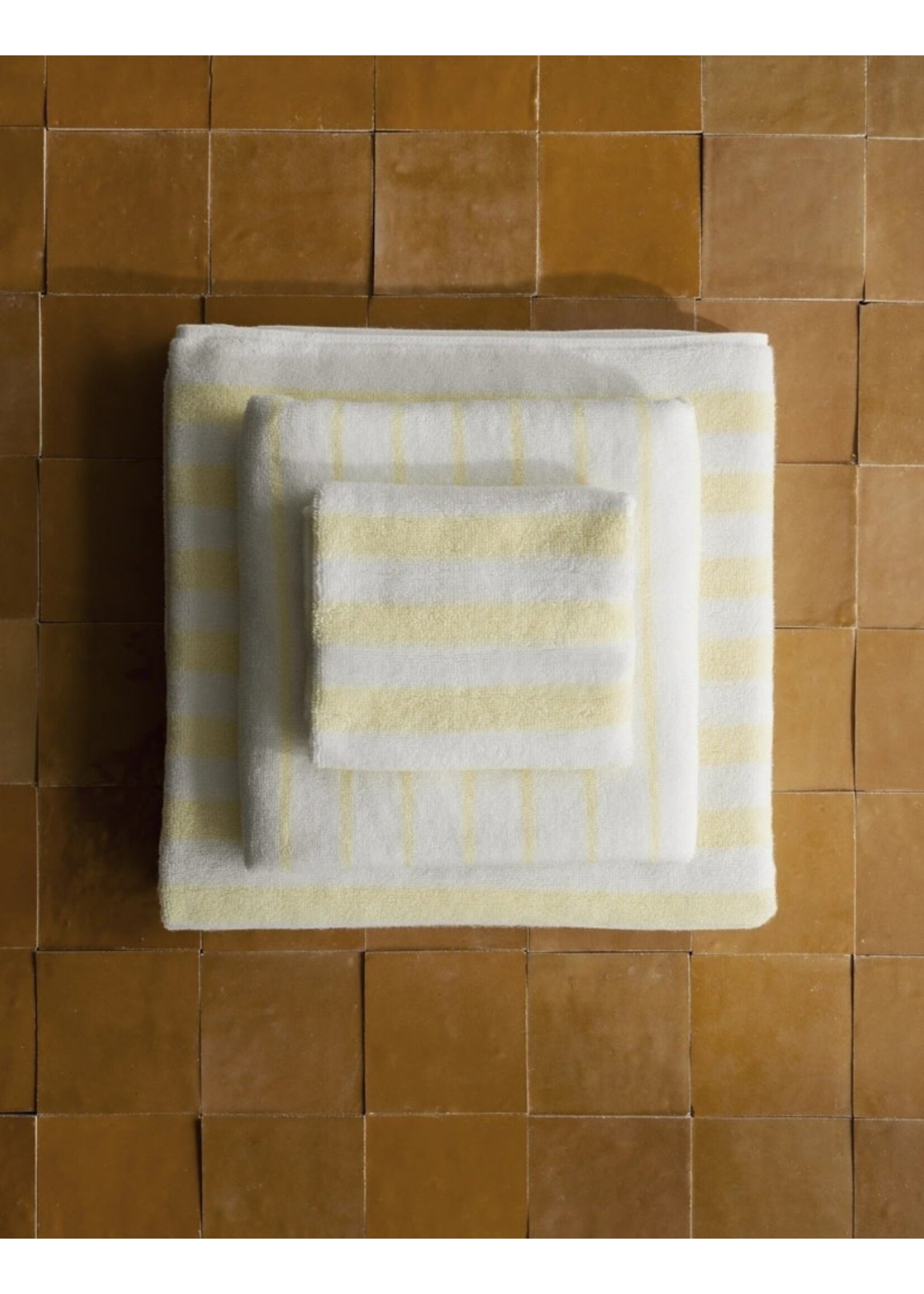 Blomus Arto Bath Towel - Thick Stripe - White/Transparent Yellow