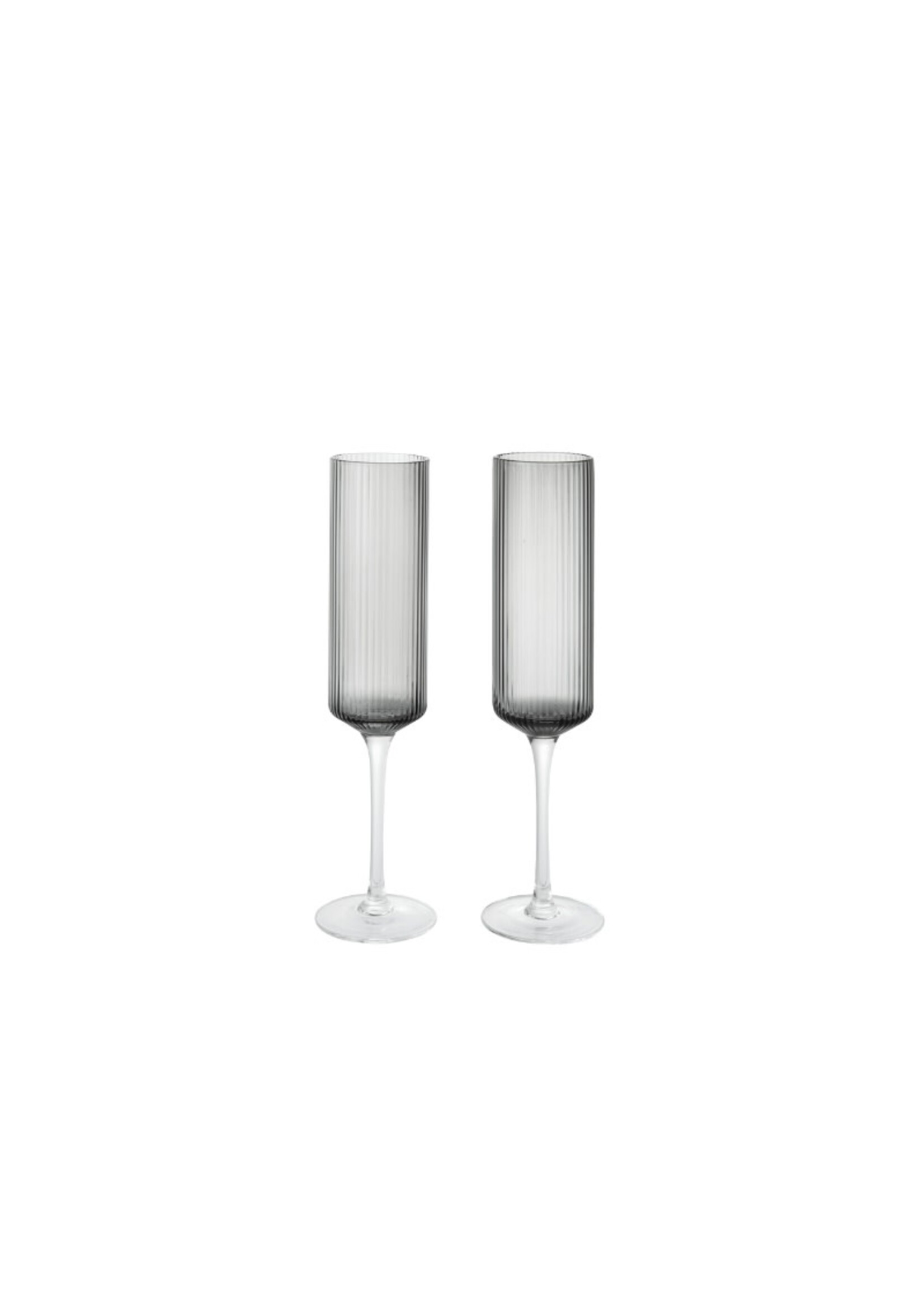 Ferm Living Ripple Champagne Flutes - Set of 2 - Smoked Grey