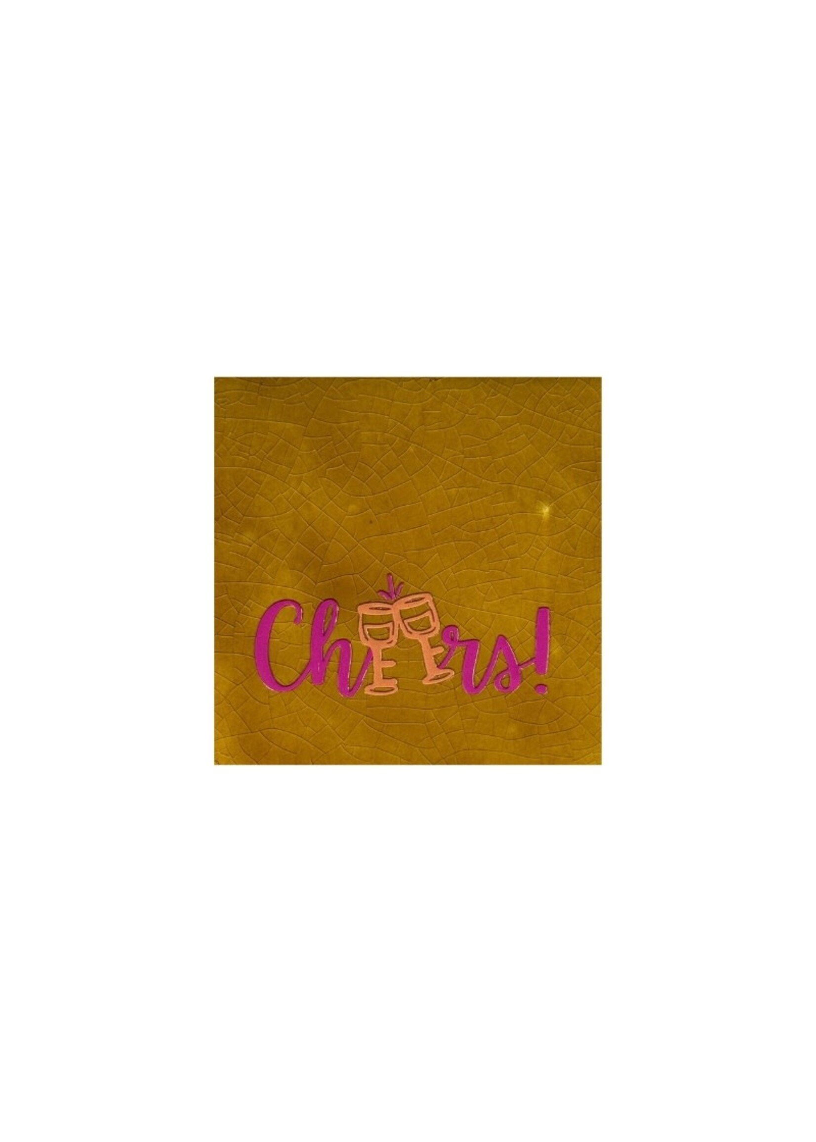 YETT Quote tegeltje - cheers - oker/roze