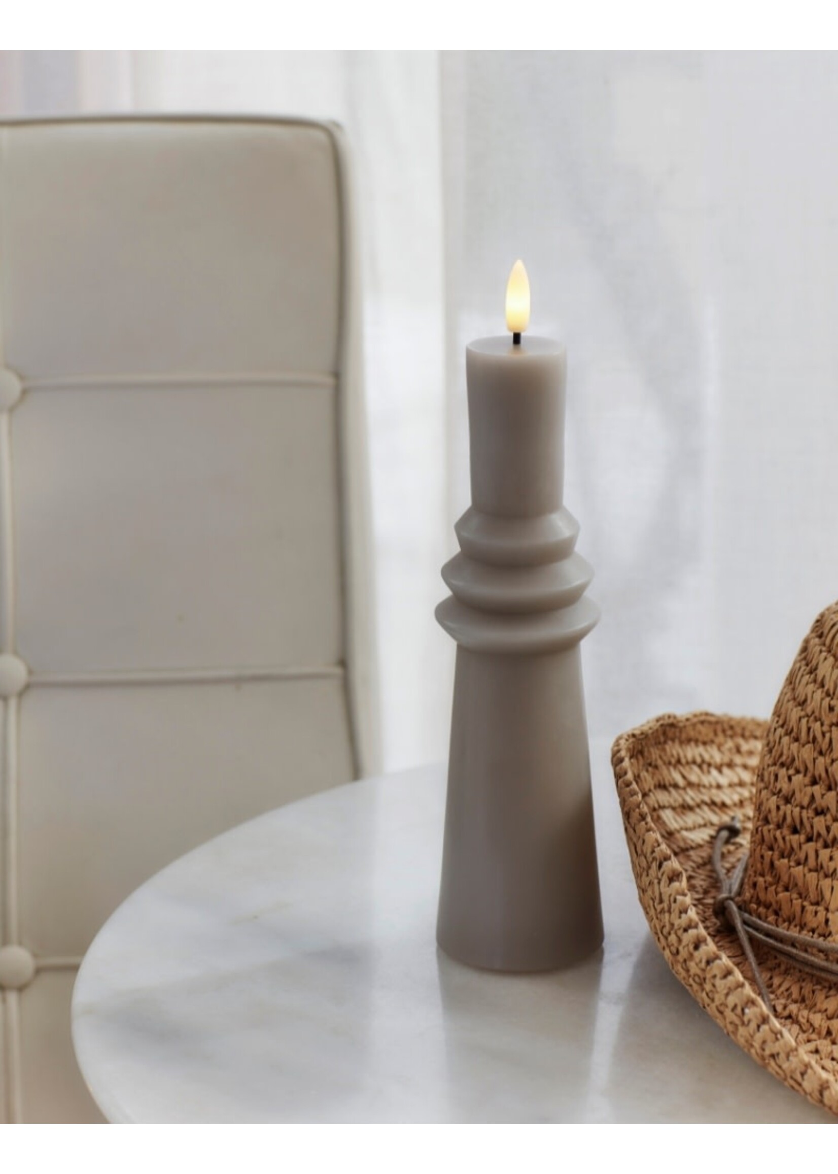 Sirius NS Sille Ringed LED kaars H21,7 - Warm Gray