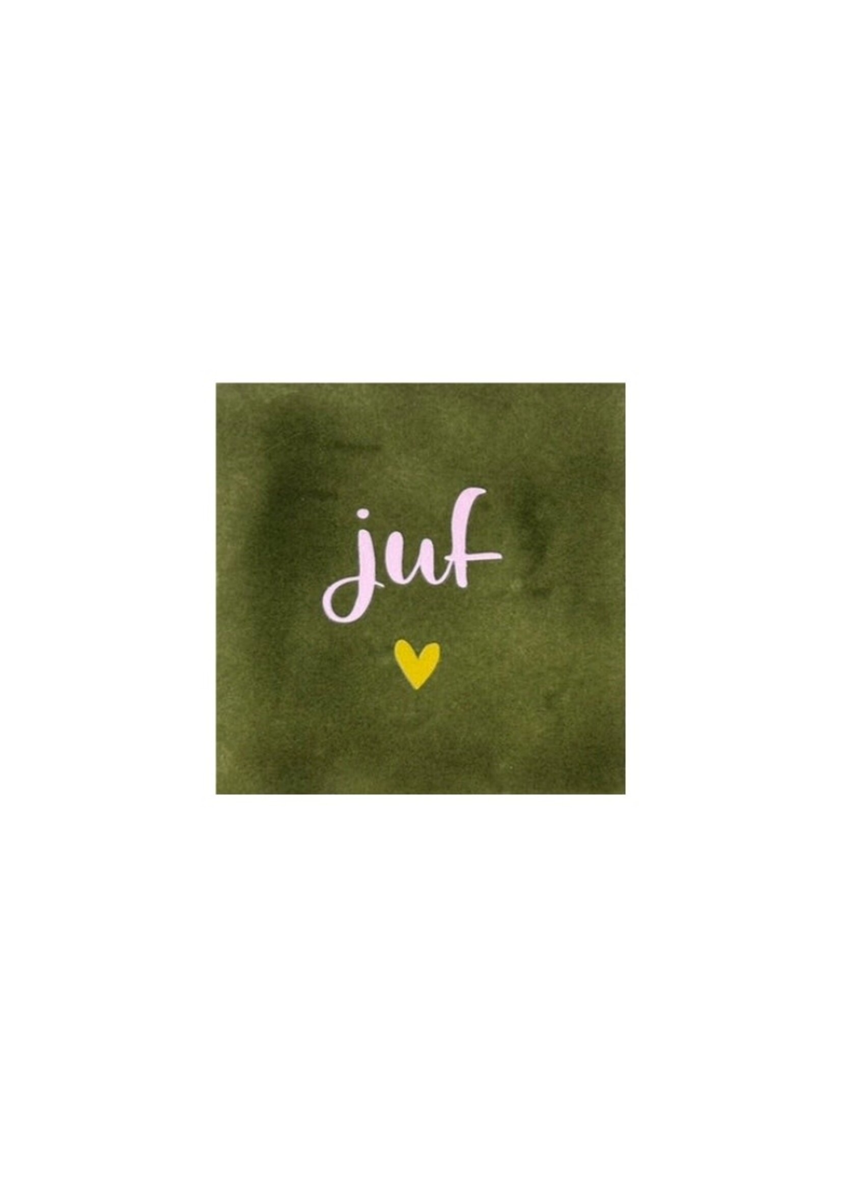 YETT Quote tegeltje - juf - olijf/roze