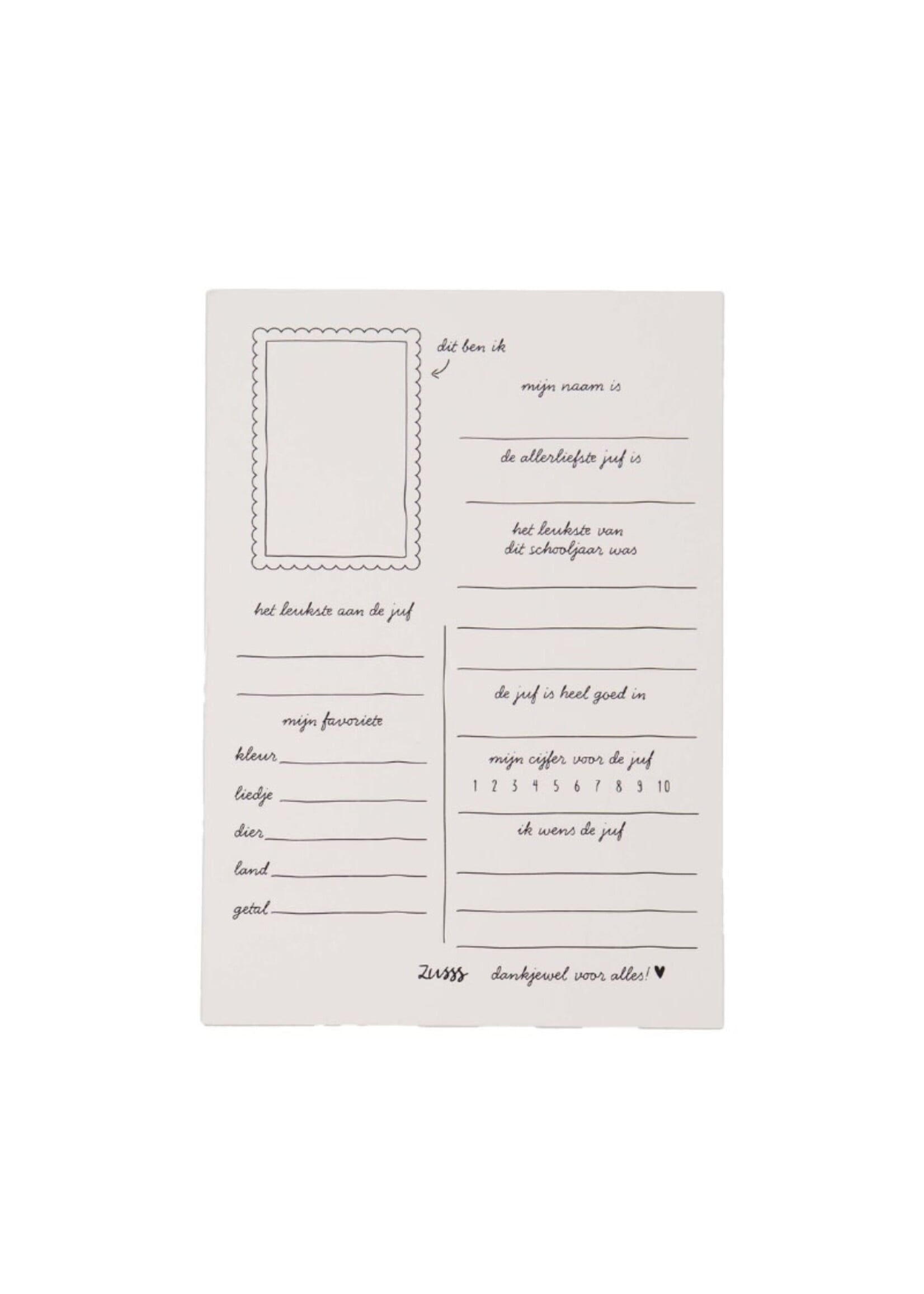 Zusss wenskaart sleutelhanger - liefste meester