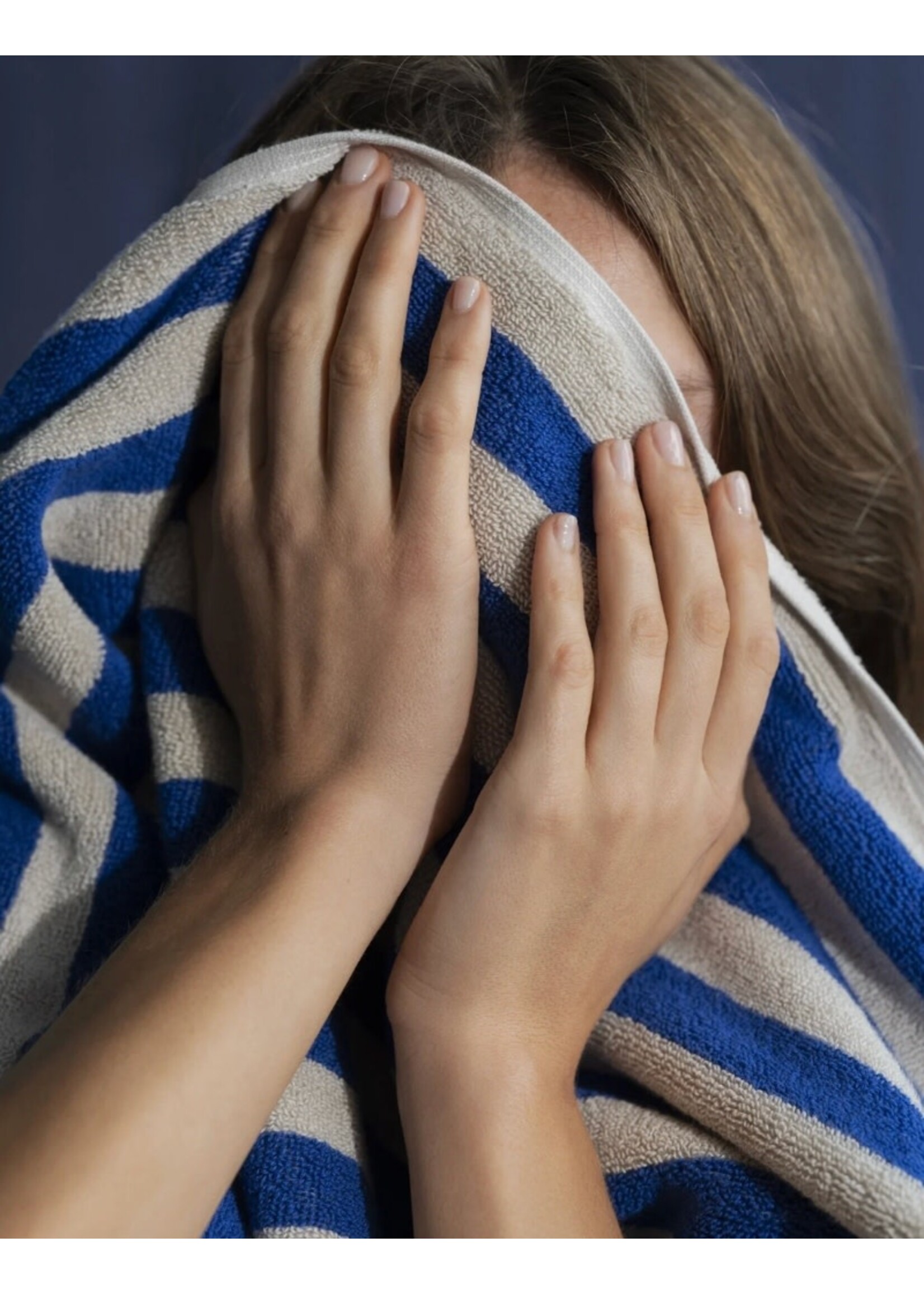 Blomus Arto Guest Towel - Thick Stripe - Moonbeam/Mazarine Blue