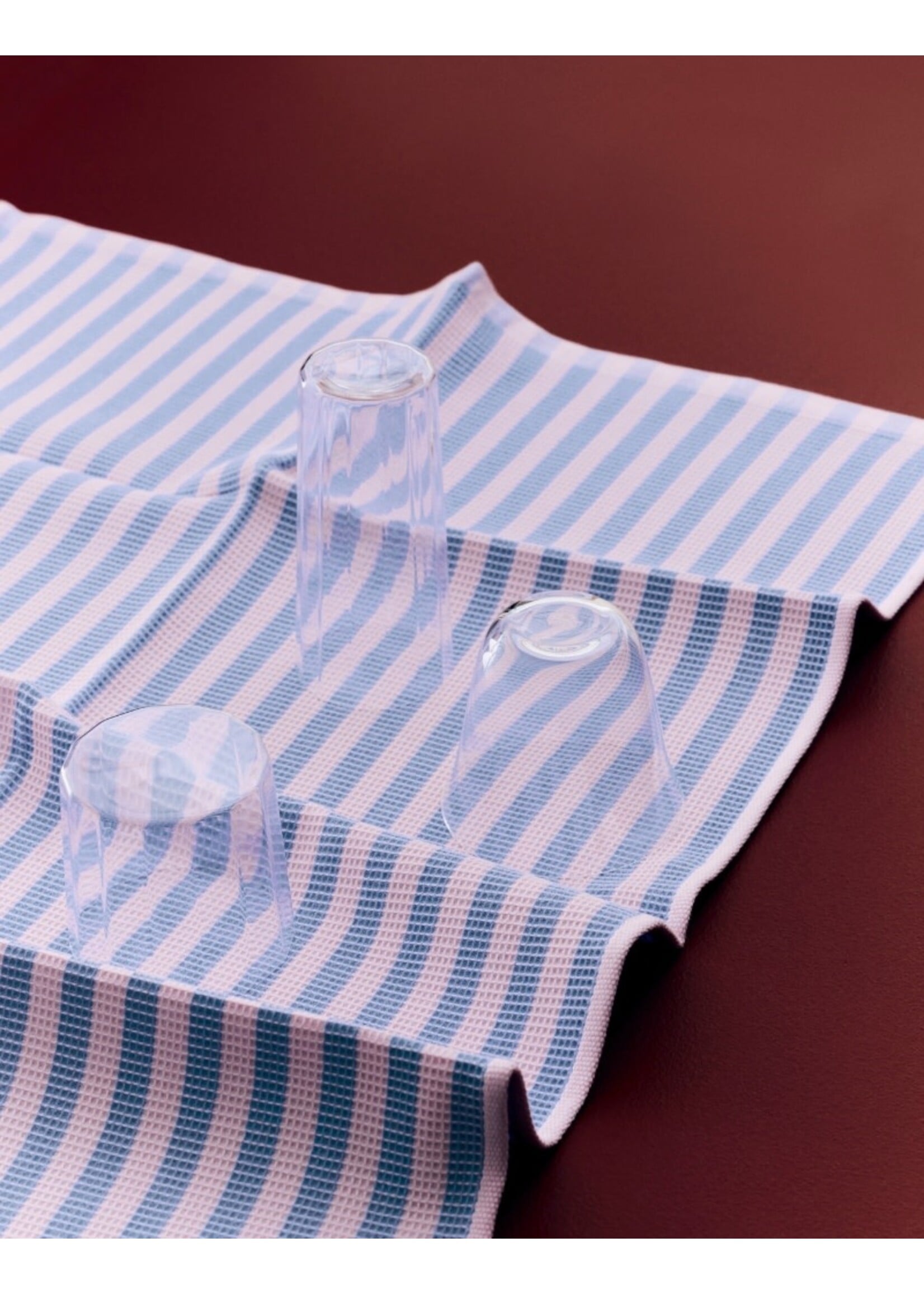 HAY Canteen Tea Towel - Sky Blue/Light Pink Block Stripe