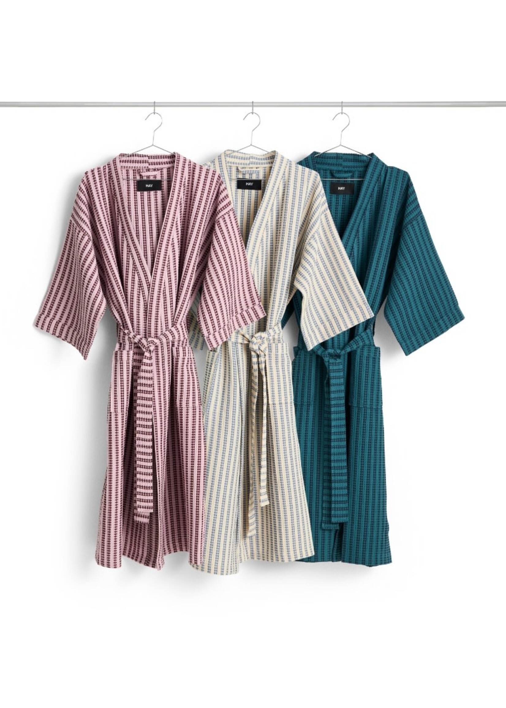 HAY Waffle Bathrobe - Stripe - Cool Pink