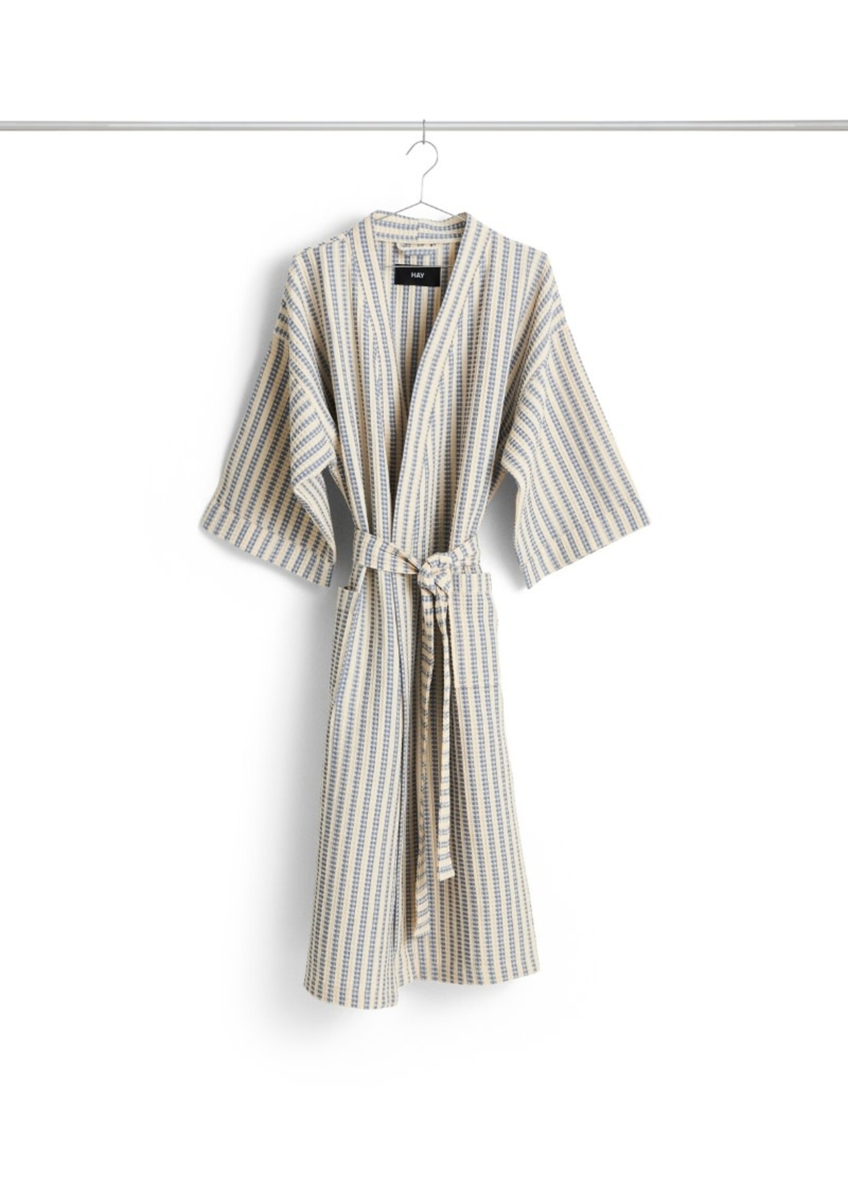 HAY Waffle Bathrobe - Stripe - Dusty Blue