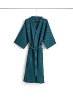 HAY Waffle Bathrobe - Stripe - Petrol Blue