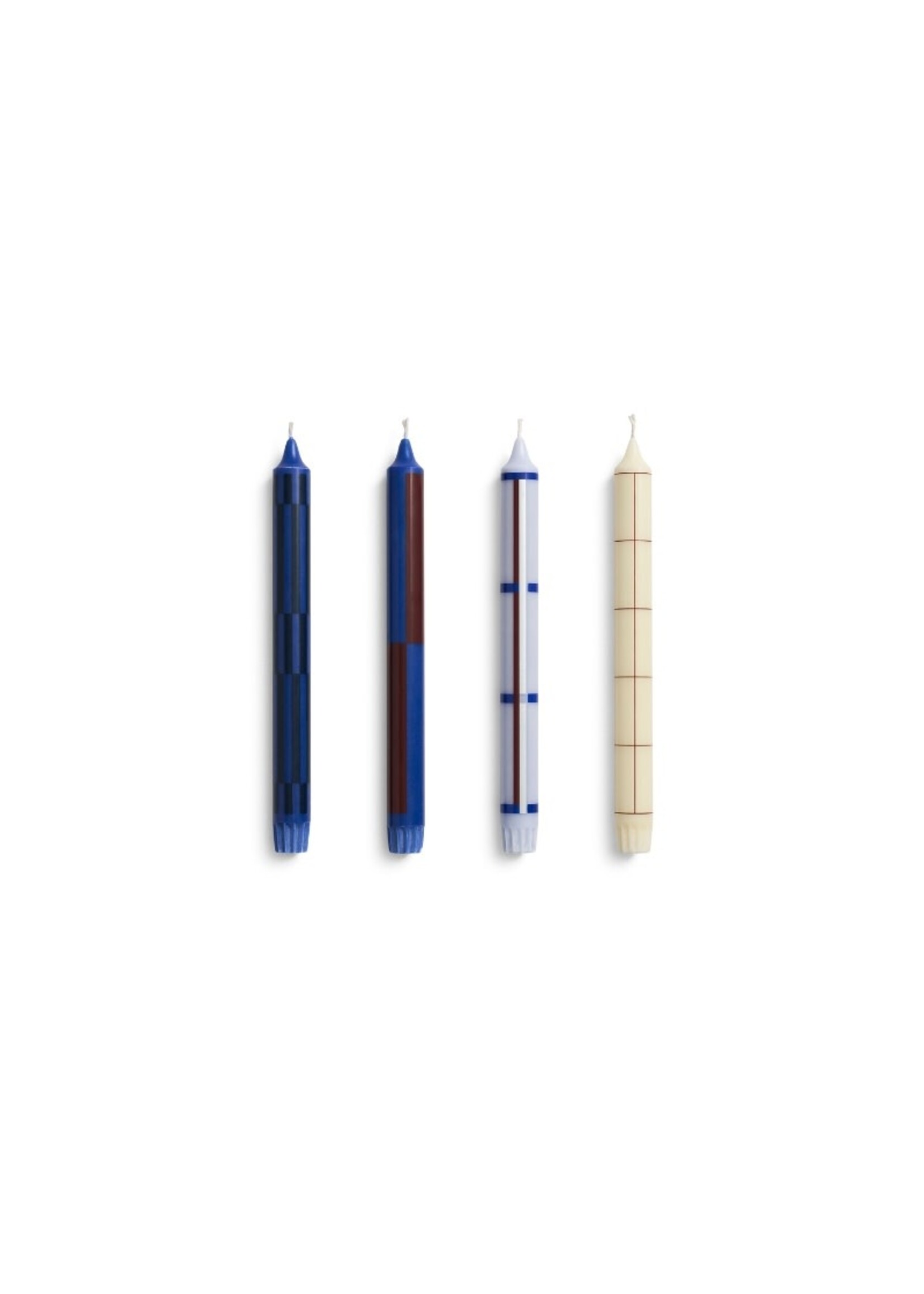 HAY Pattern Candle - Set of 4 - Blue & Silver
