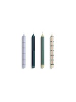 HAY Pattern Candle - Set of 4 - Green & Silver