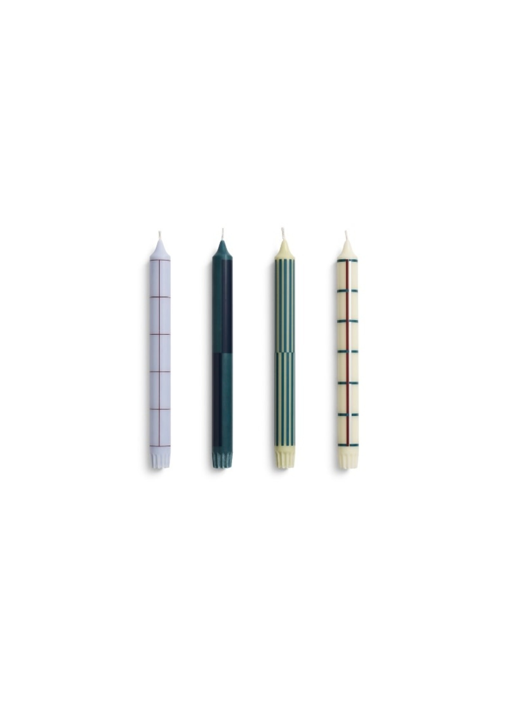 HAY Pattern Candle - Set of 4 - Green & Silver