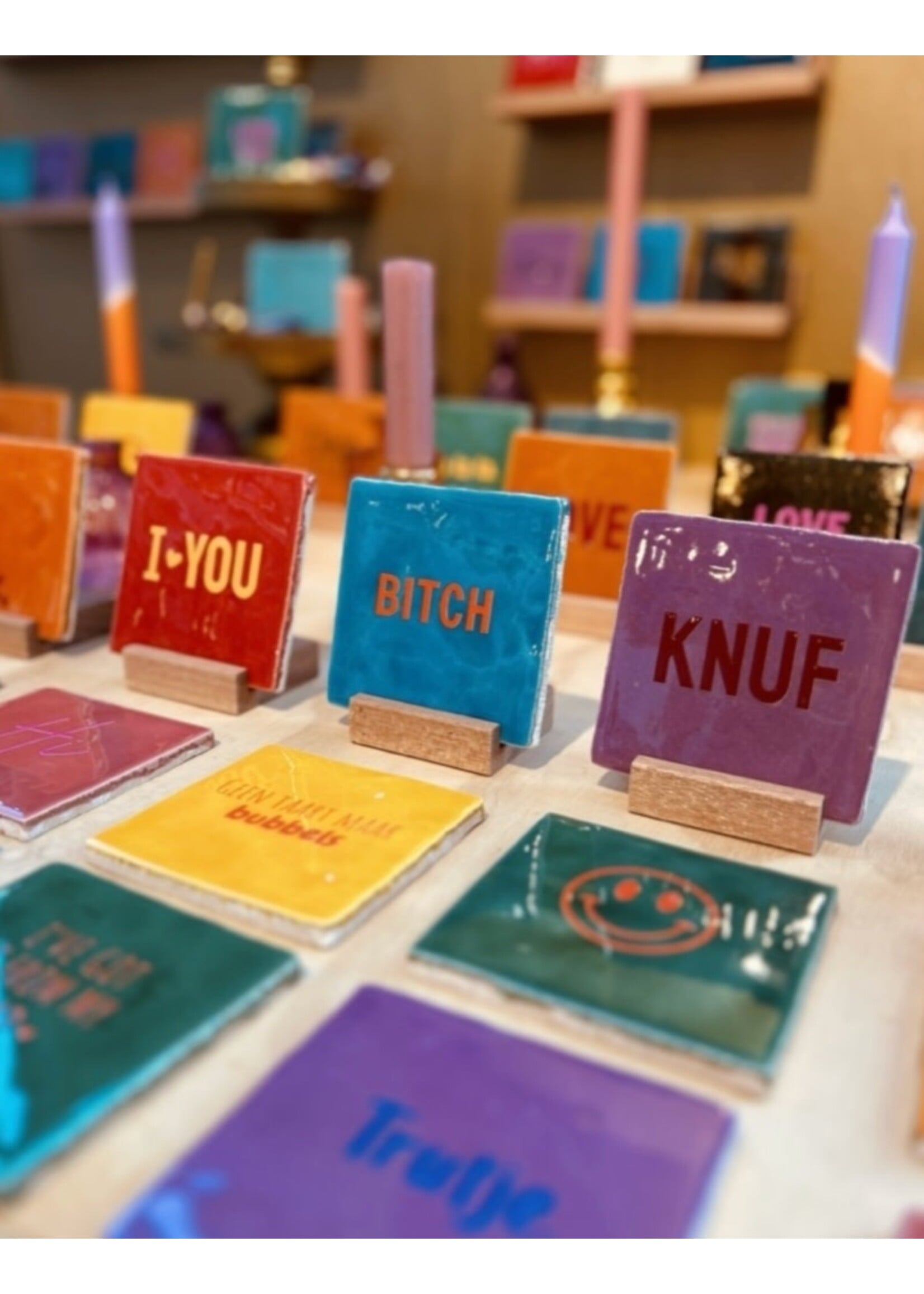 YETT display voor tegeltje - hout