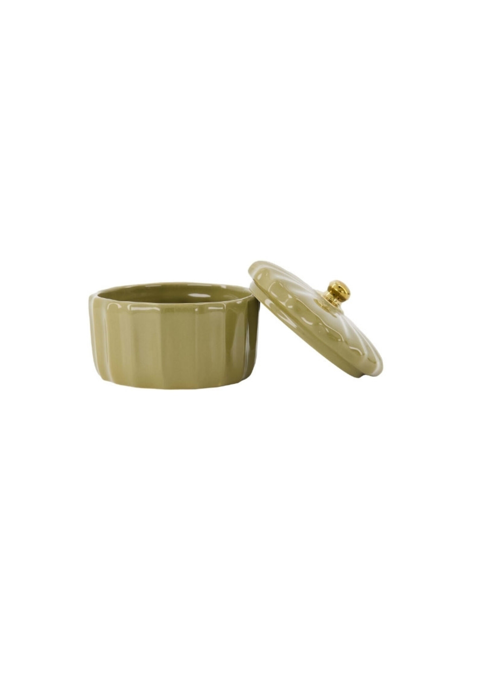 Zusss bewaarpotje keramiek ribbel - groen