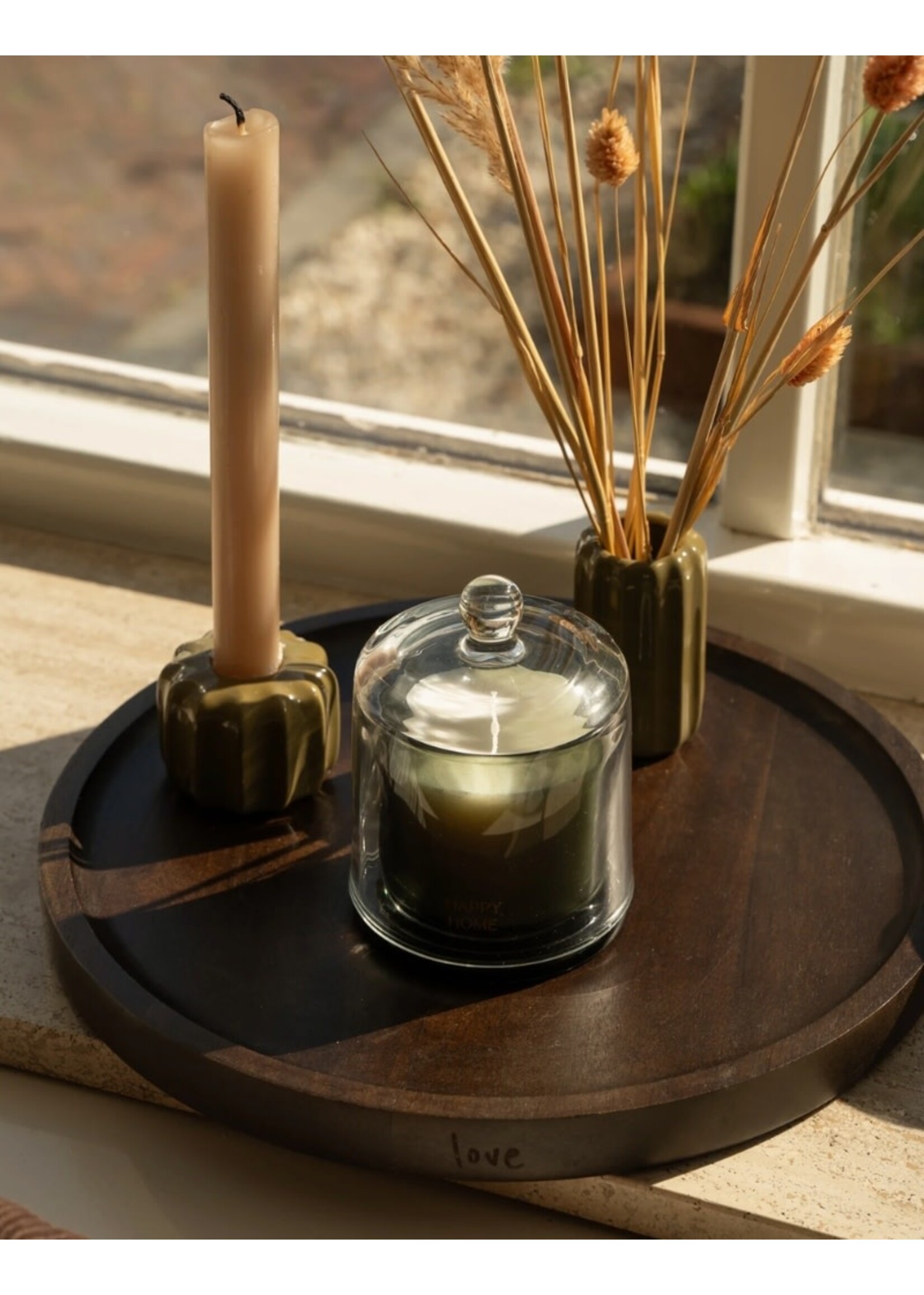 Zusss geurkaars glas met stolp happy home - groen