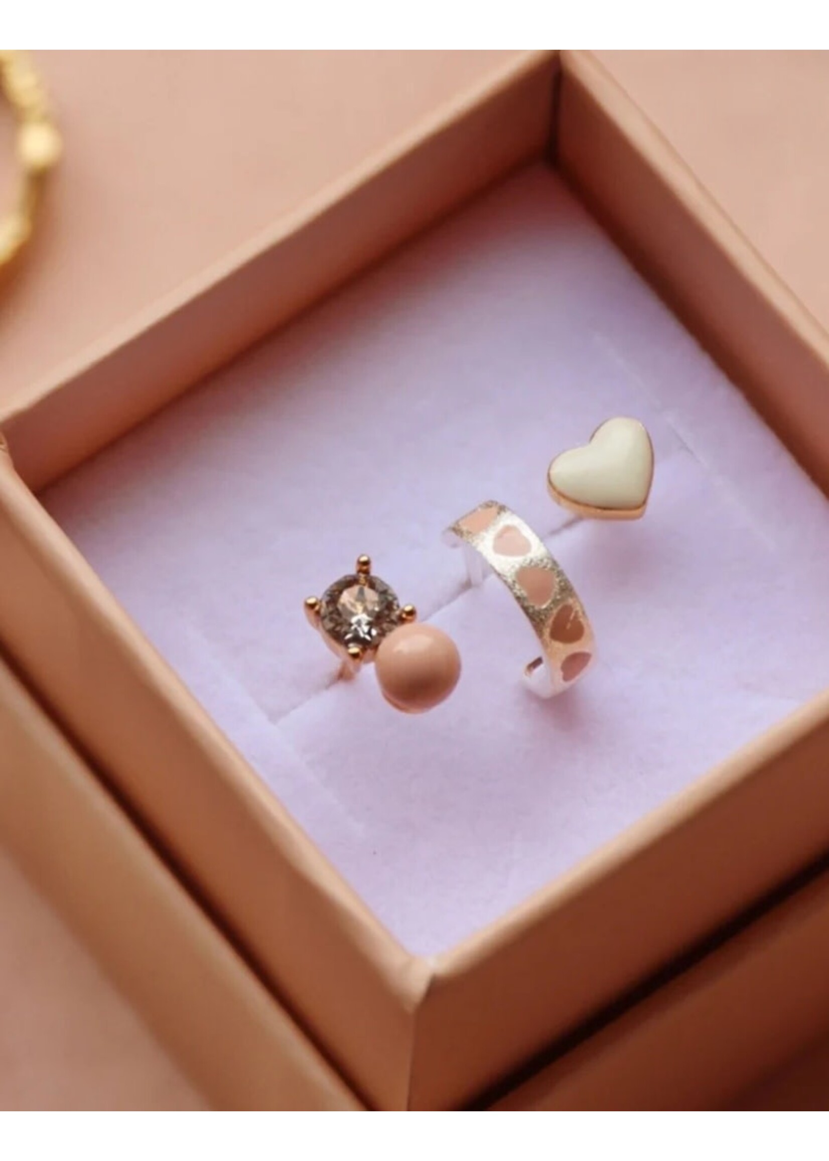 LULU Copenhagen Diamond Eye oorstud - Dusty Peach/Crystal