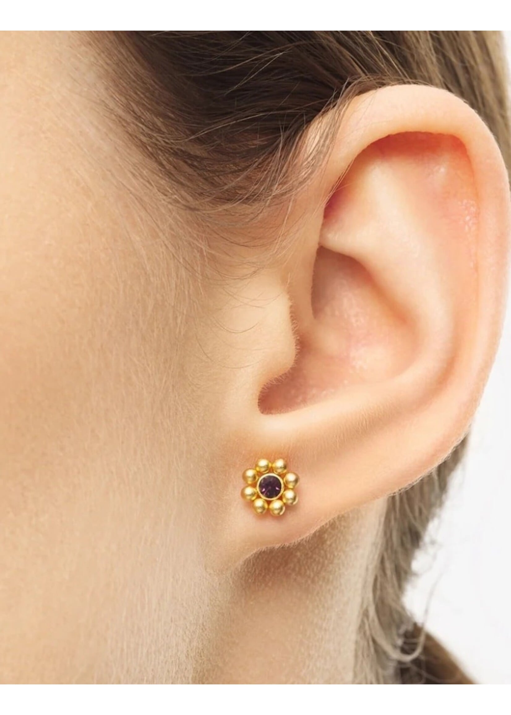 LULU Copenhagen Bouquet Crystal Flower oorstud - Gold