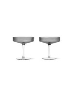 Ferm Living Ripple Champagne Saucers - Set of 2 - Smoked Grey