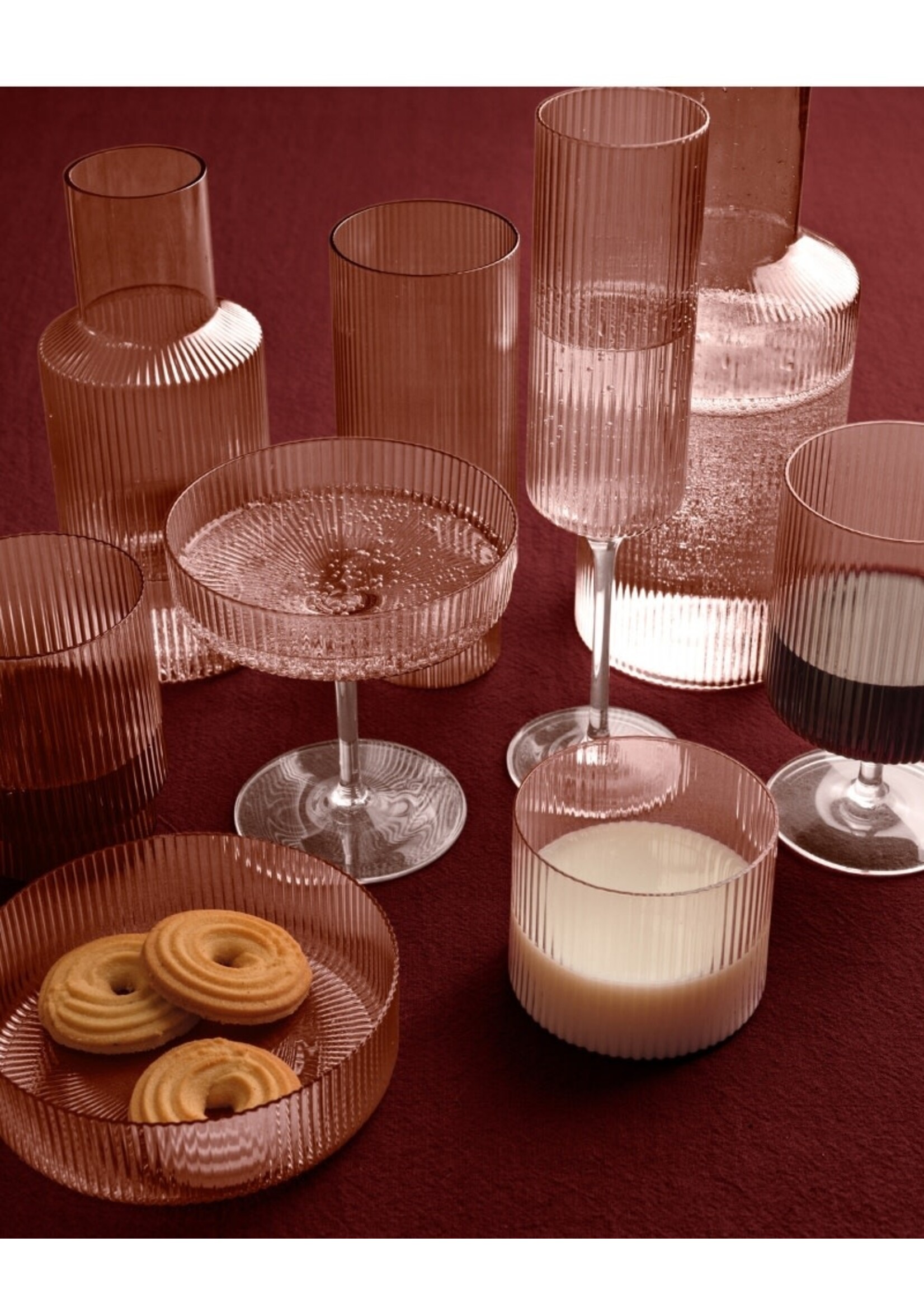 Ferm Living Ripple Low Glasses - Set of 4 - Blush