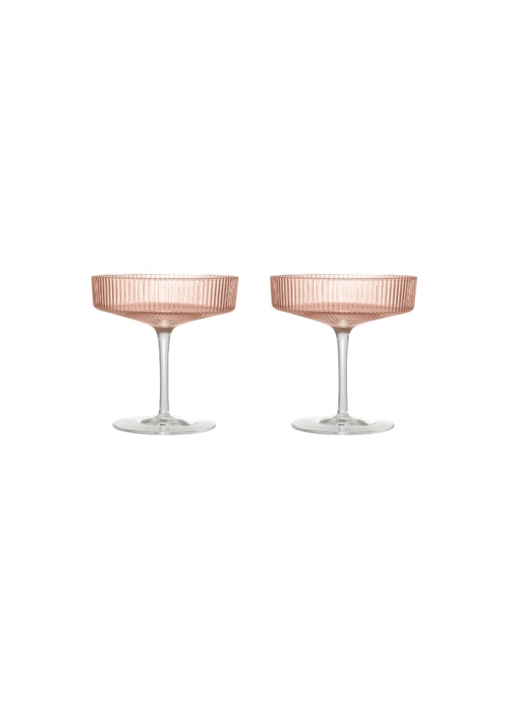 Ferm Living Ripple Champagne Saucers - Set of 2 - Blush