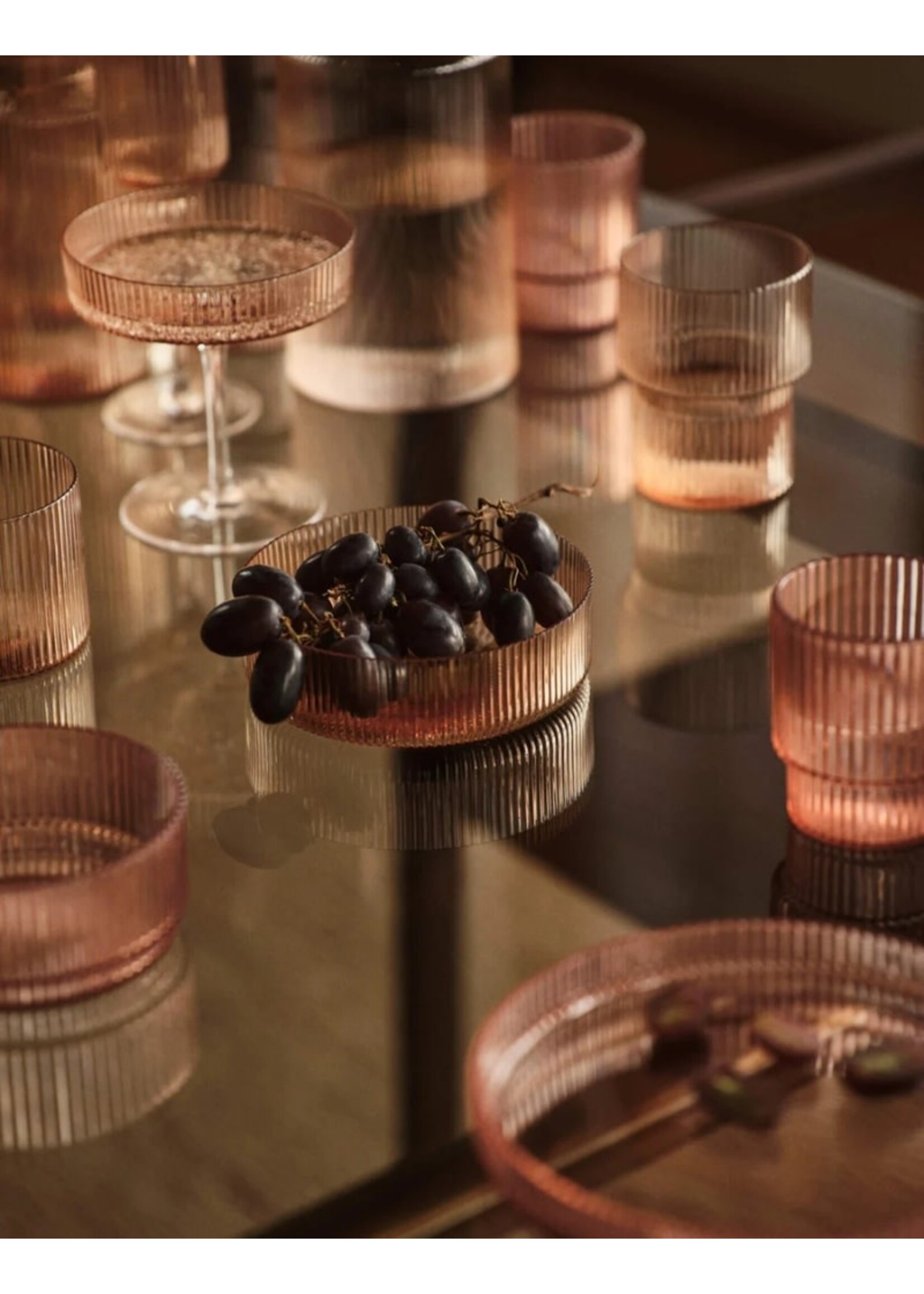 Ferm Living Ripple Champagne Saucers - Set of 2 - Blush