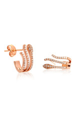 LAILA LAVANE Tripple Snake Hoop in 18K Rose Gold and White Diamonds