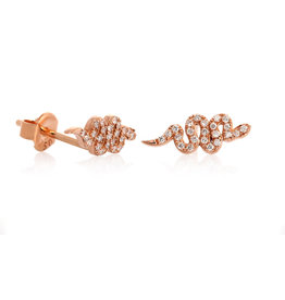 LAILA LAVANE Small Snake Stud in 18K Rose Gold and Diamonds