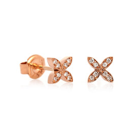 LAILA LAVANE Four Leaf Flower Stud in 18K Rose Gold and Diamonds