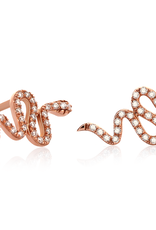 LAILA LAVANE Curved Snake Stud in 18K Rose Gold and Diamonds