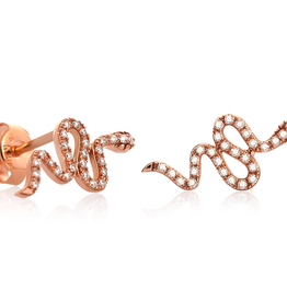 LAILA LAVANE Curved Snake Stud in 18K Rose Gold and Diamonds