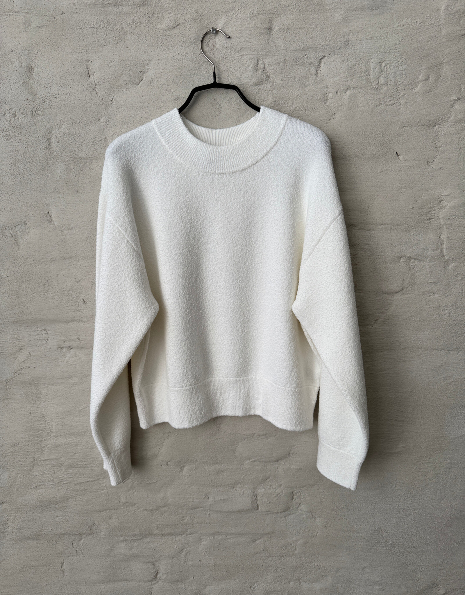 VINCE Stuctured Boucle Crew Nk Sweater Optic White