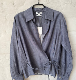 VINCE Collard Wrap Top Mid Indigo