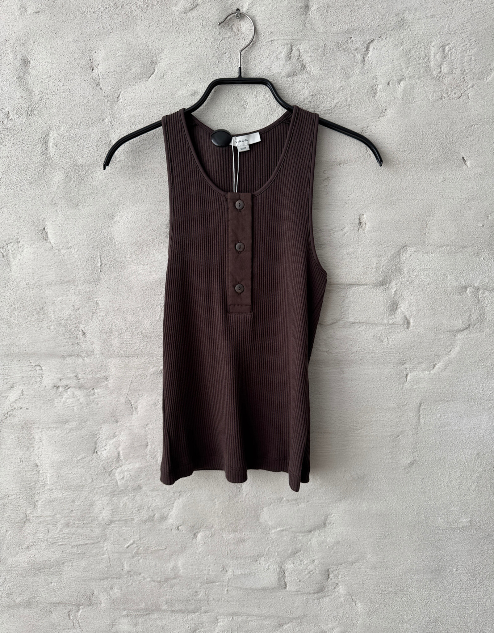 VINCE Mixed Media Henley Coffee