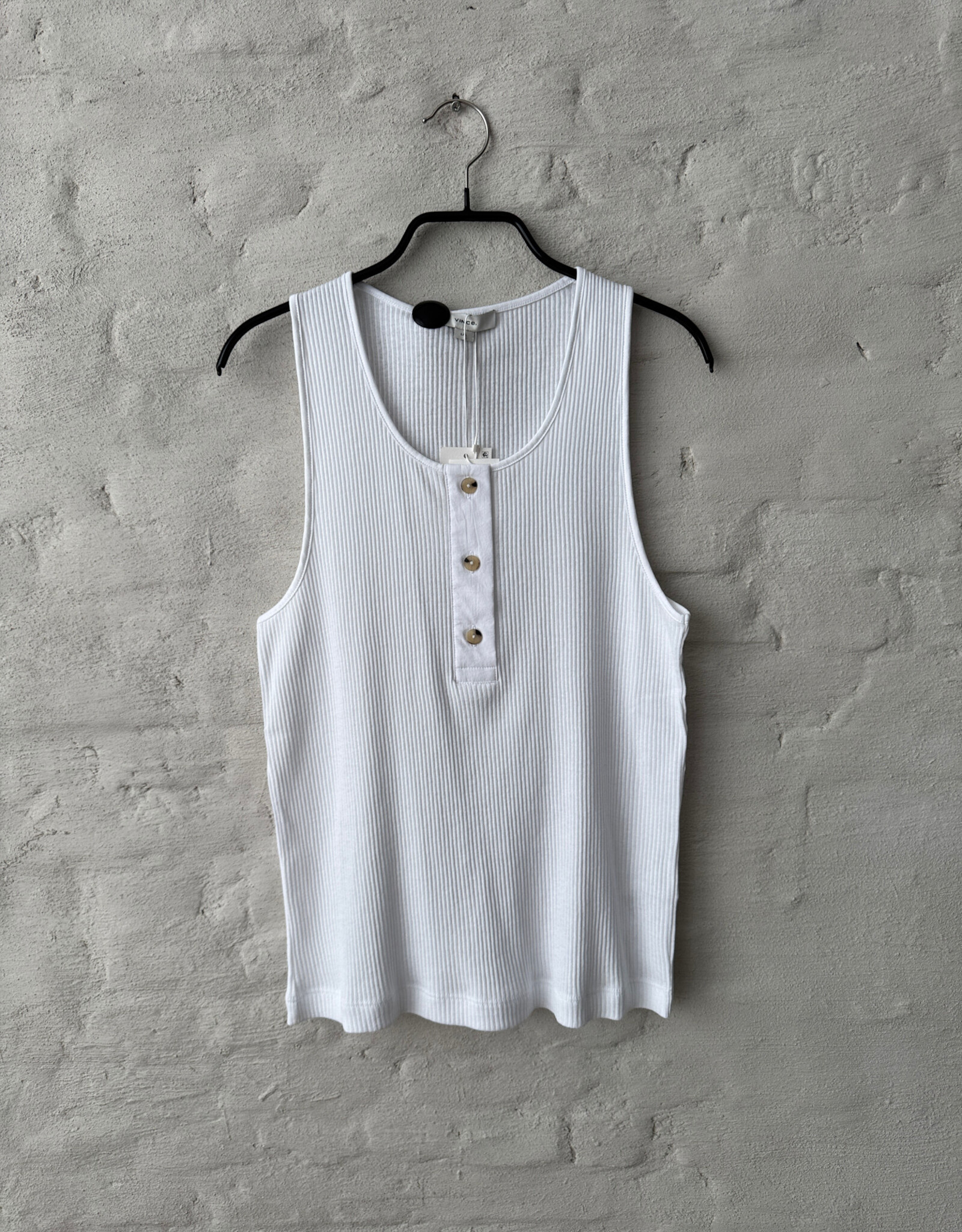VINCE Mixed Media Henley White