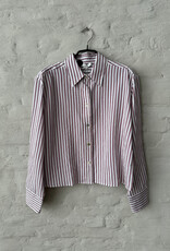 VINCE Till Stripe Cropped Button Down Peony