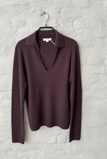VINCE Ribbed Button Loop Polo Fig