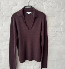 VINCE Ribbed Button Loop Polo Fig