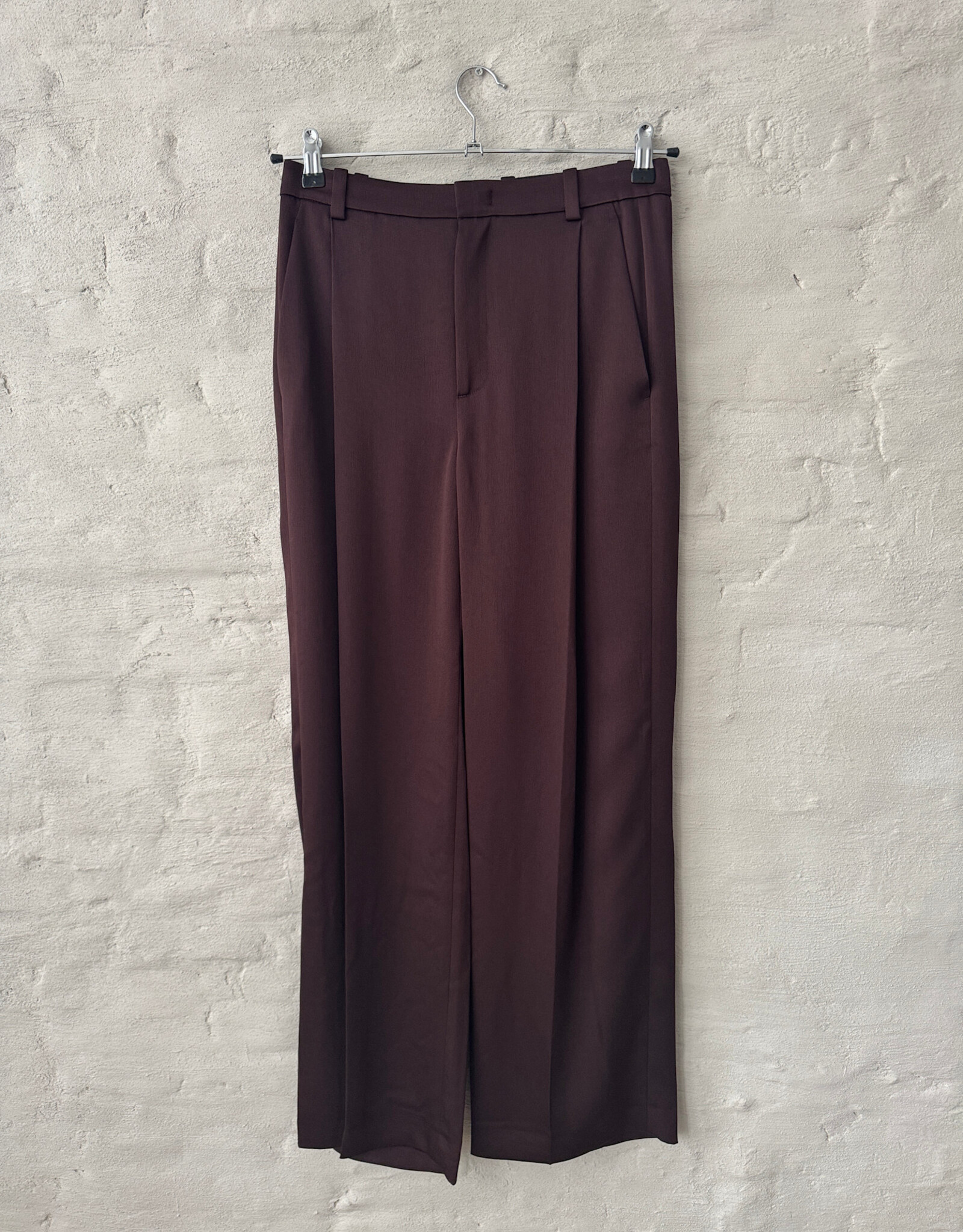 VINCE Mid Rise Wide Leg Plaeted Trouse 203 Merlot