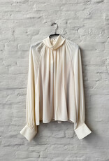 VINCE Gathered Draped Neck Blouse Cream