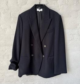 VINCE Crepe Double Breasted Blazer Black