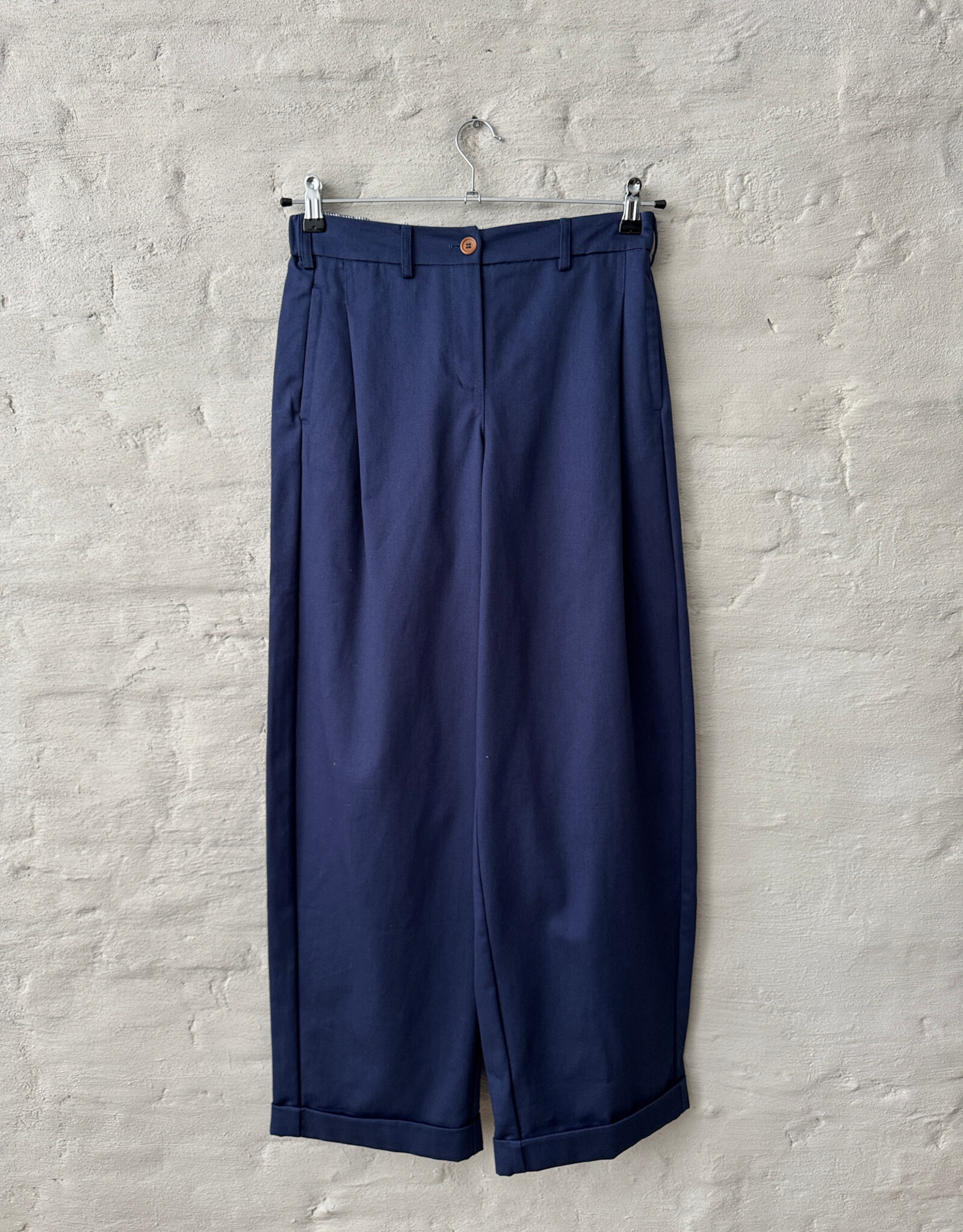 Maison jejia Andrea Diagonal Cotton Pant Navy Blue