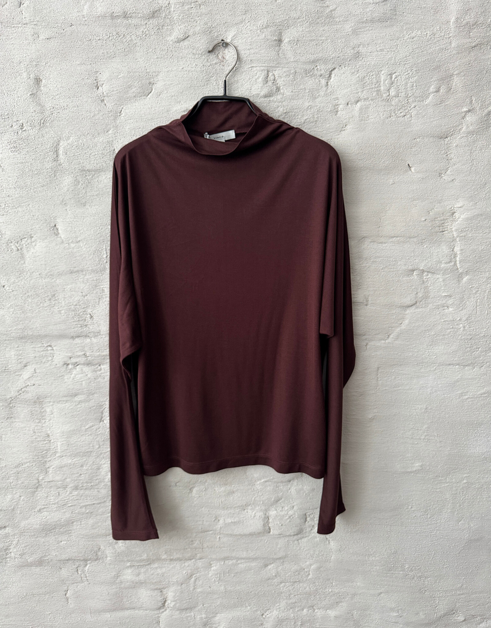 VINCE L/S Dolman Draped Funnel Nk Cherrywood