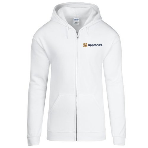 White Gildan® Heavy Blend™ Full-Zip Hooded Sweatshirt