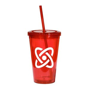 Red 16-oz. Tumbler with Cap & Straw