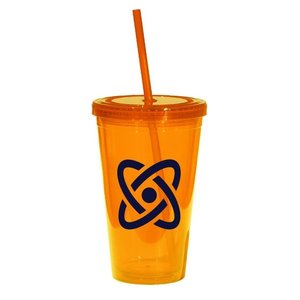 Orange  16-oz. Tumbler with Cap & Straw