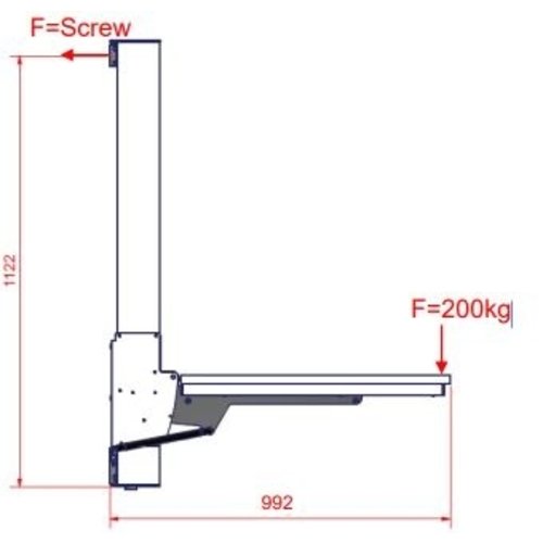 Table d'entretien pliante pour montage mural Ropox Vario, réglable en hauteur électriquement