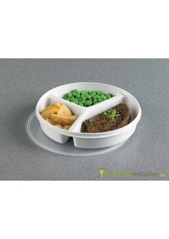 Assiette avec 3 compartiments + couvercle