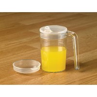 Gobelet clair avec une anse ouverte, un bec verseur et un couvercle