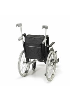 Sac pour l'arrière d'une chaise roulante avec pochette pour la canne de marche
