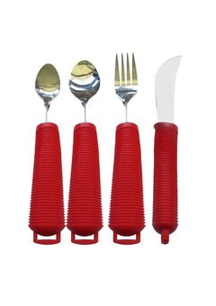 Couverts adaptés avec manche rouge