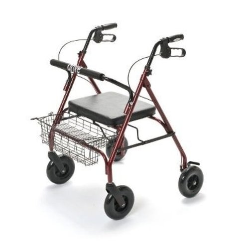Déambulateur extra large, avec 4 roues, siège et panier, pliable